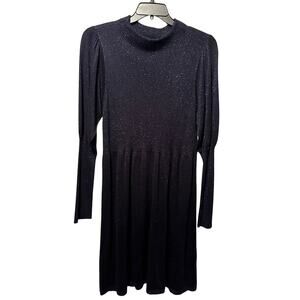 NWT Fransa Dedana Knit Metallic Shimmer Midi Dress Dark Blue Size XL